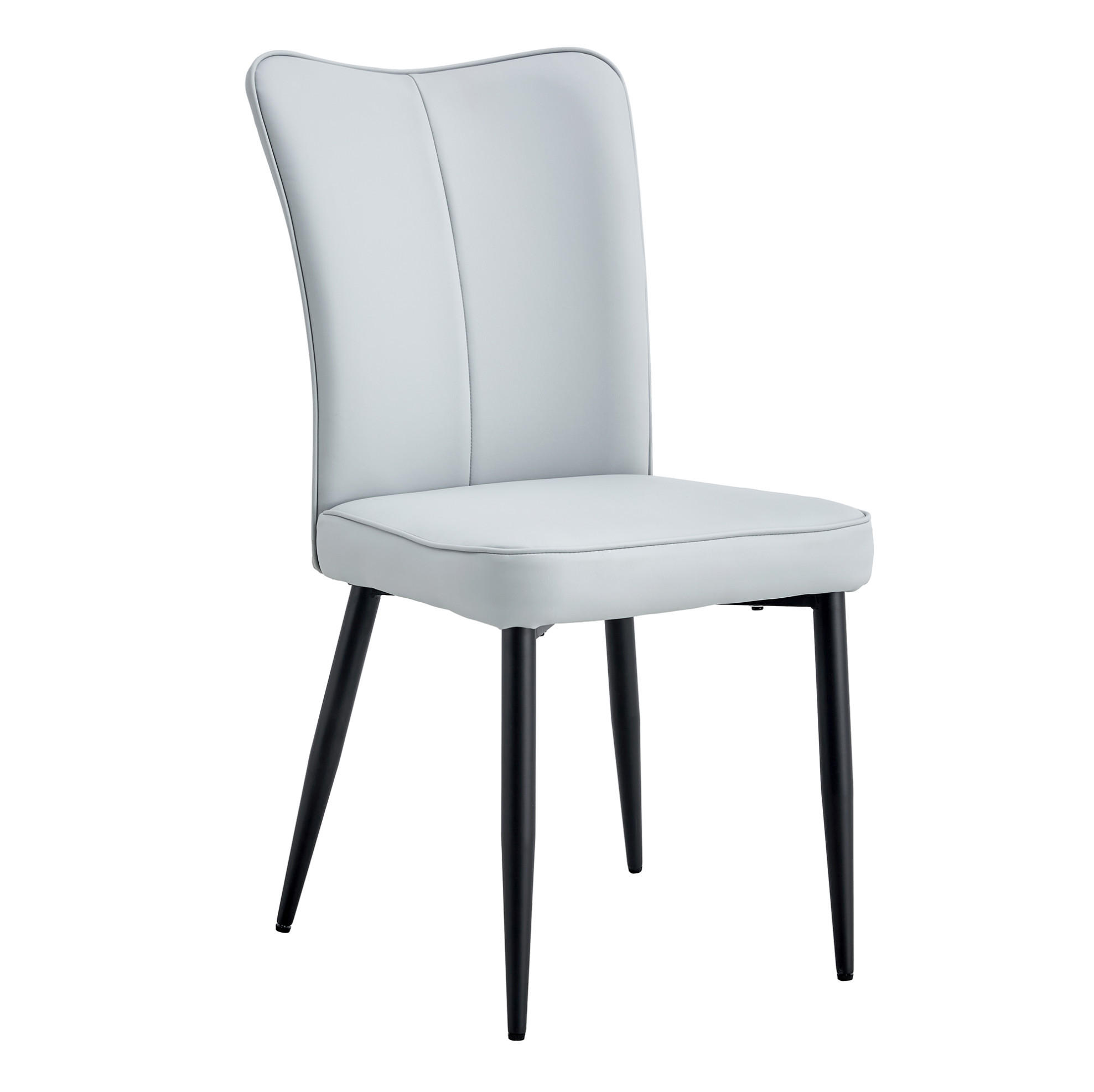 ESSZIMMERSTÜHLE 2er-Set ergonomisch PU Hellgrau/Schwarz - Hellgrau, Metall (44/89/45cm) - Meubliv