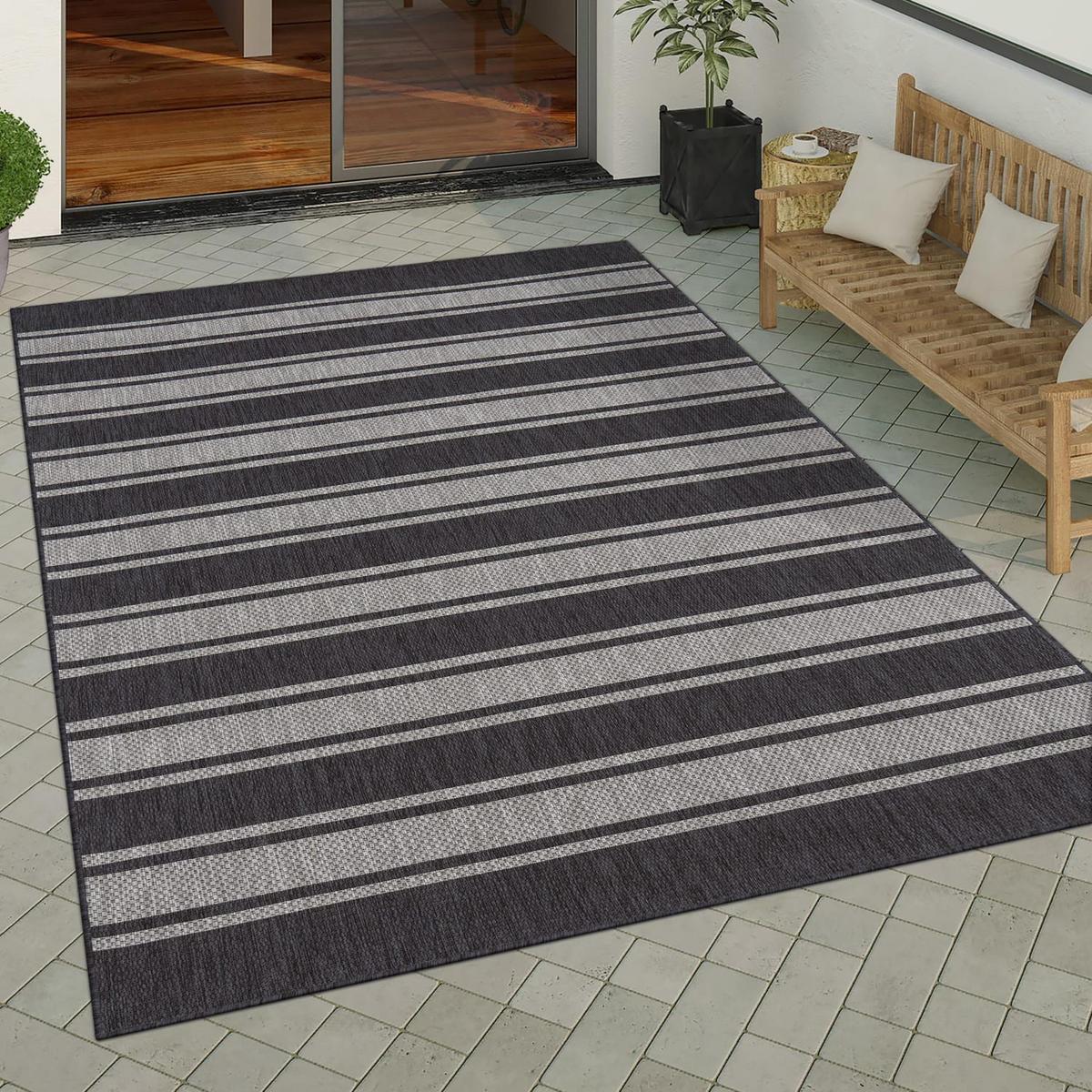OUTDOORTEPPICH 60/100 cm Roma 273 - Grau, Kunststoff (60/100cm) - Paco Home