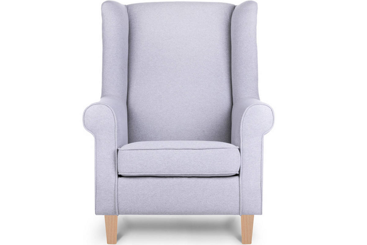 OHRENSESSEL-SET MILES inkl. Sitzhocker, hellgrau - Eichefarben/Hellgrau, Holzwerkstoff/Buchenholz (82/105/97cm) - KONSIMO®