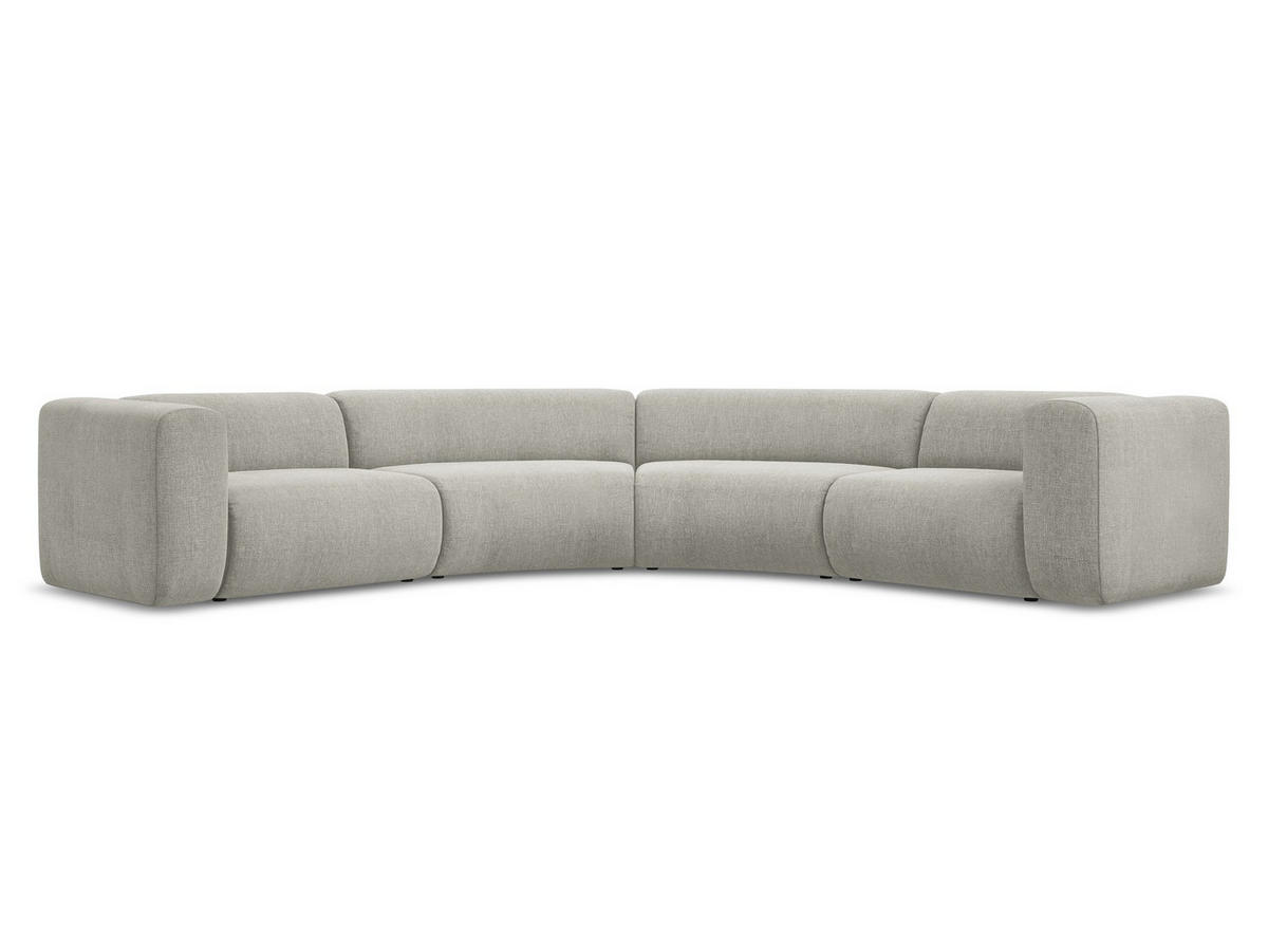 ECKSOFA Chenille Stoff Beige - Beige/Schwarz, Kunststoff/Textil (318/318cm) - Makamii