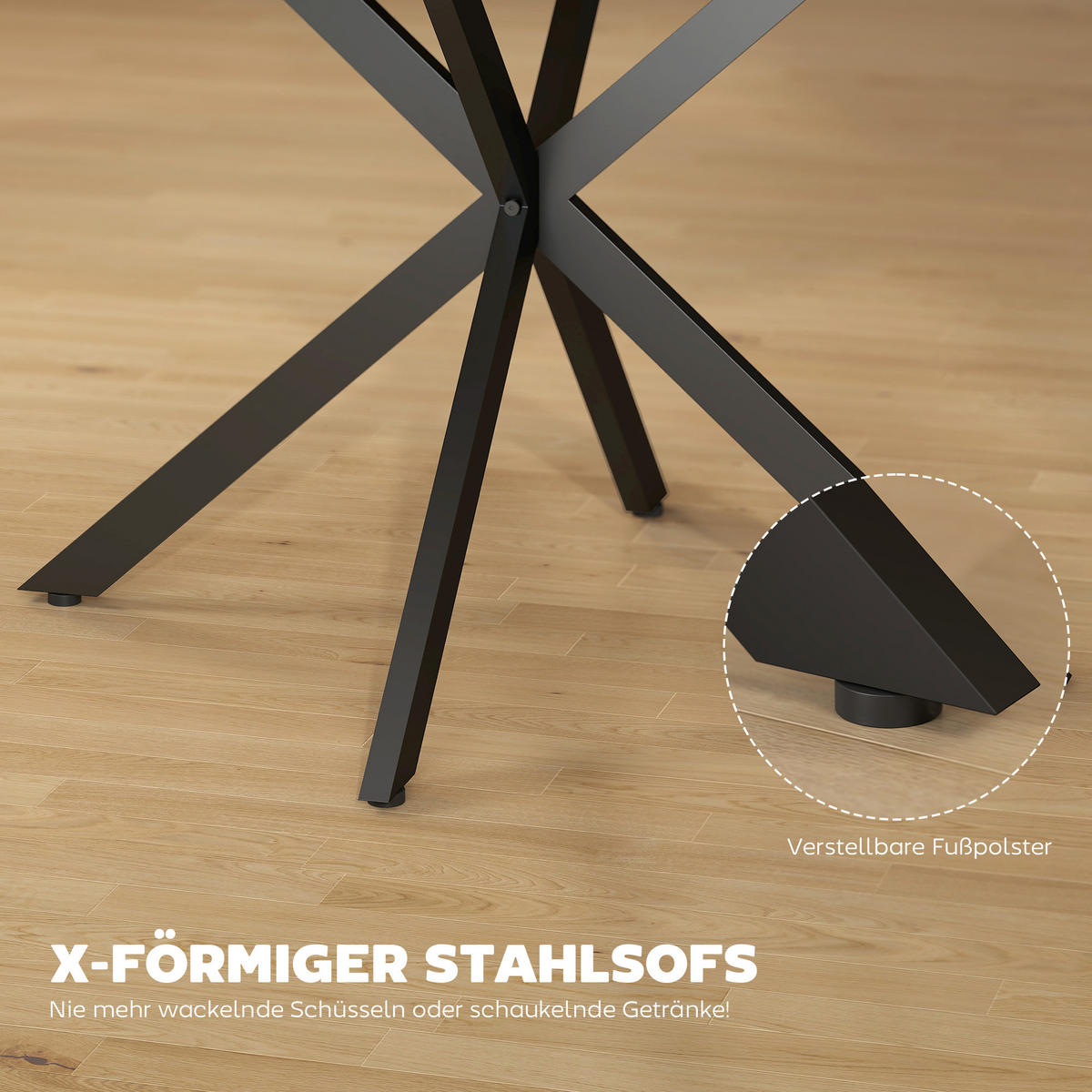 ESSTISCH ausziehbar 100/135 x 100 cm Esszimmertisch mit Tischbeine aus Stahl - Schwarz/Naturfarben, Holzwerkstoff/Metall (135/100/75cm) - HOMCOM