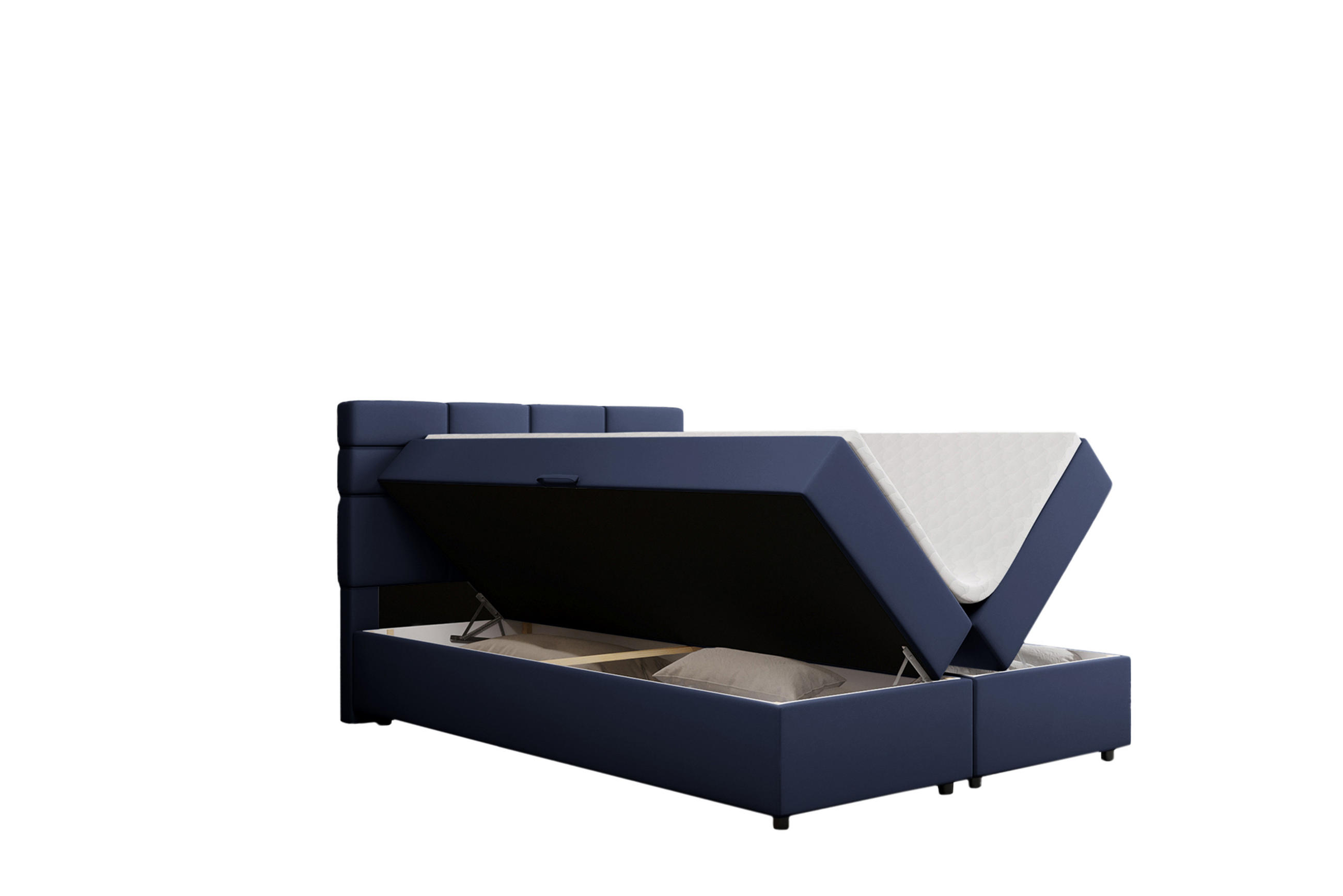 BOXBETT Reve 140 x 200 cm mit Bettkasten und Lattenrost ohne matratze - dunkelblau - Rosa, Holz (140/206cm) - Panda Möbel