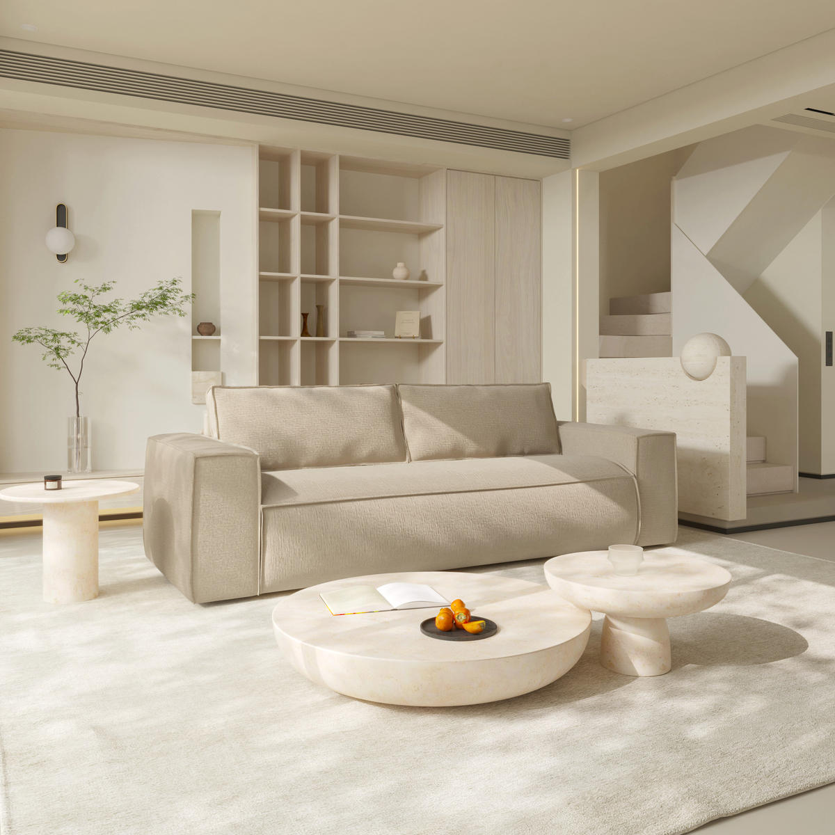 SCHLAFSOFA EXPRESS Dunlopillo Gemusterter Samt beige 160 cm - Beige, Textil (234/90/100cm) - Sia Home