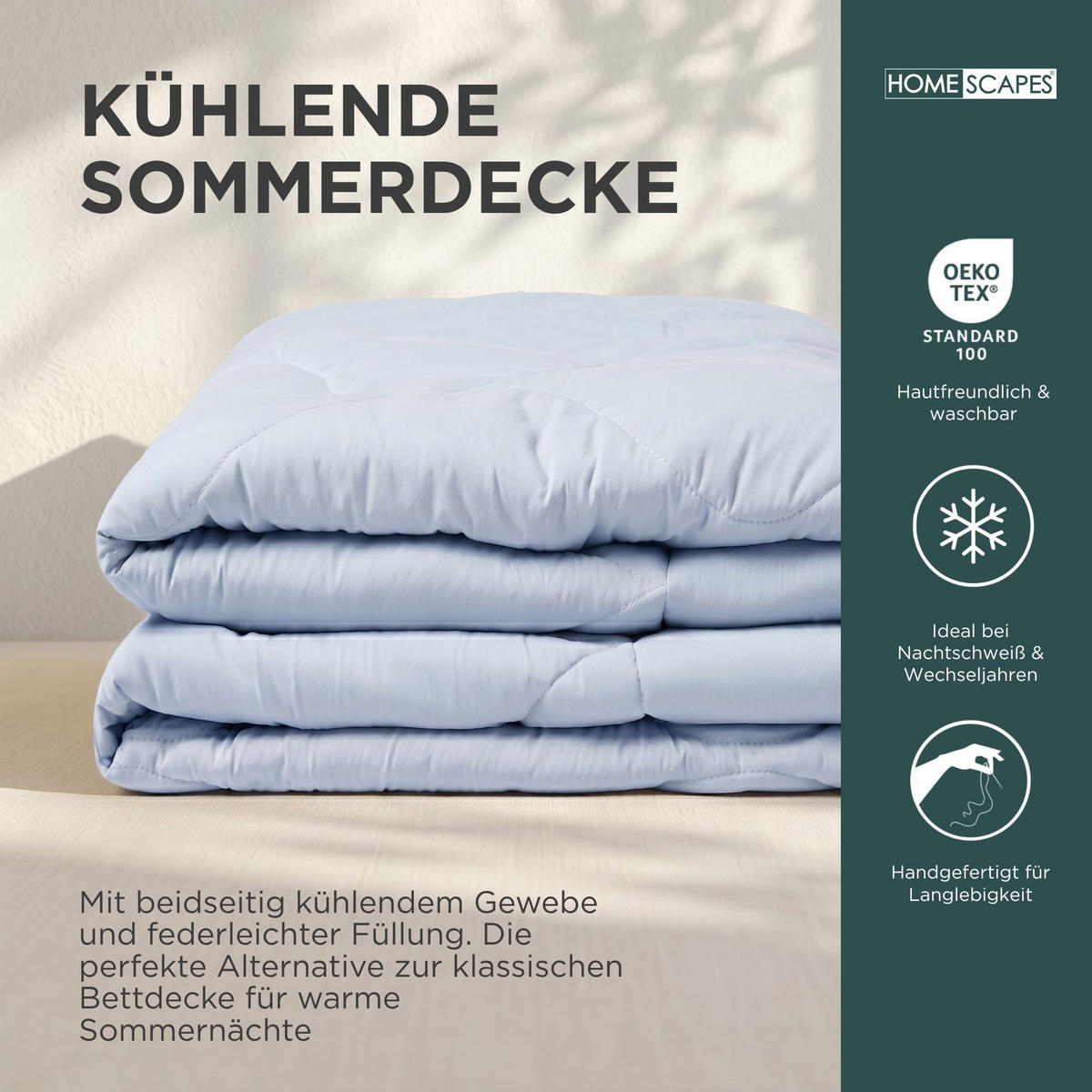 KÜHLDECKE hellblau, 135/200 cm - Hellblau, Textil (135/200cm) - Homescapes