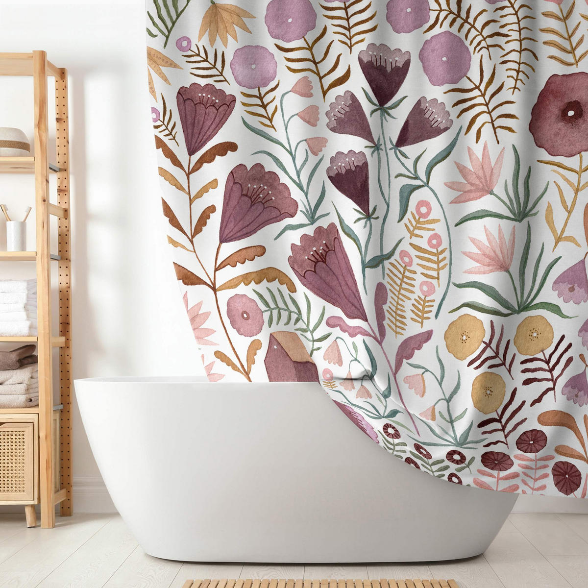 DUSCHVORHANG Claudia Voglhuber - Blumenmeer 180/180 cm - Rosa, Textil (180/180cm) - Bilderwelten