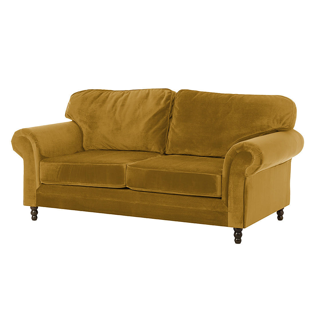 3-SITZER SOFA - Samt - Gelb, Textil (202/93/100cm) - home24