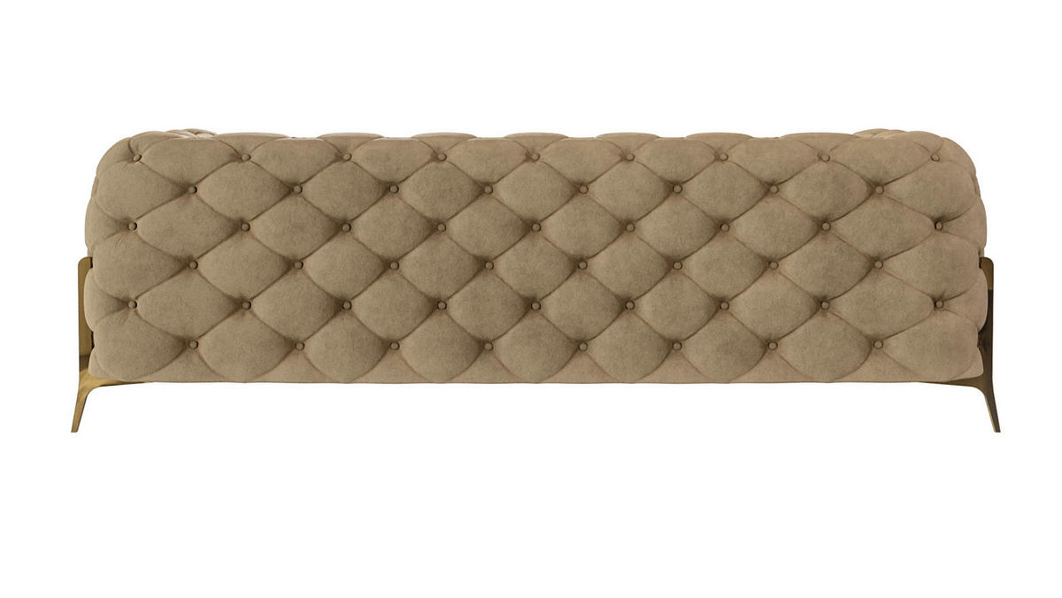 CHESTERFIELD-SOFA 3-Sitzer Lexi Beige Samt - Beige/Goldfarben, Holz/Textil (225/75/100cm) - S-Style Möbel