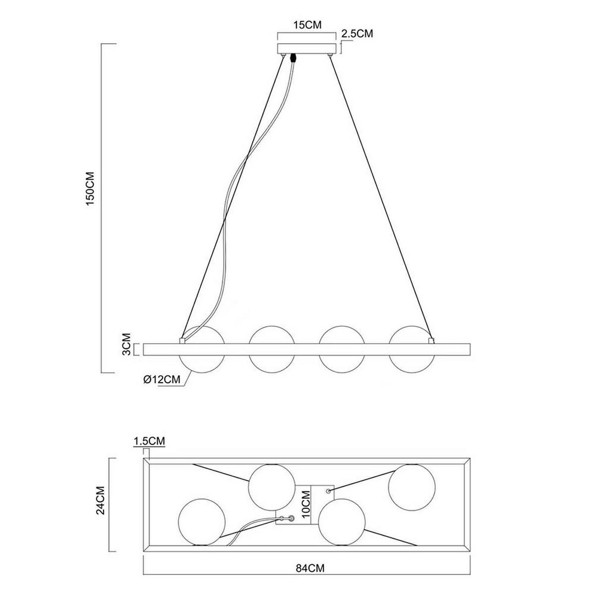 LED PENDELLEUCHTE HÖHENVERSTELLBAR - Bernsteinfarben, Glas (84/24/150cm) - Globo Lighting
