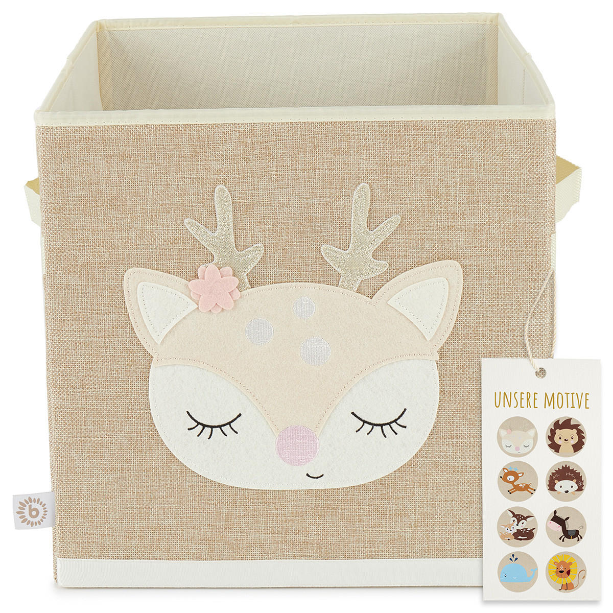 AUFBEWAHRUNGSBOX Kinder Reh Ella - Beige/Creme, Textil (33/33cm) - Bieco Spielwaren