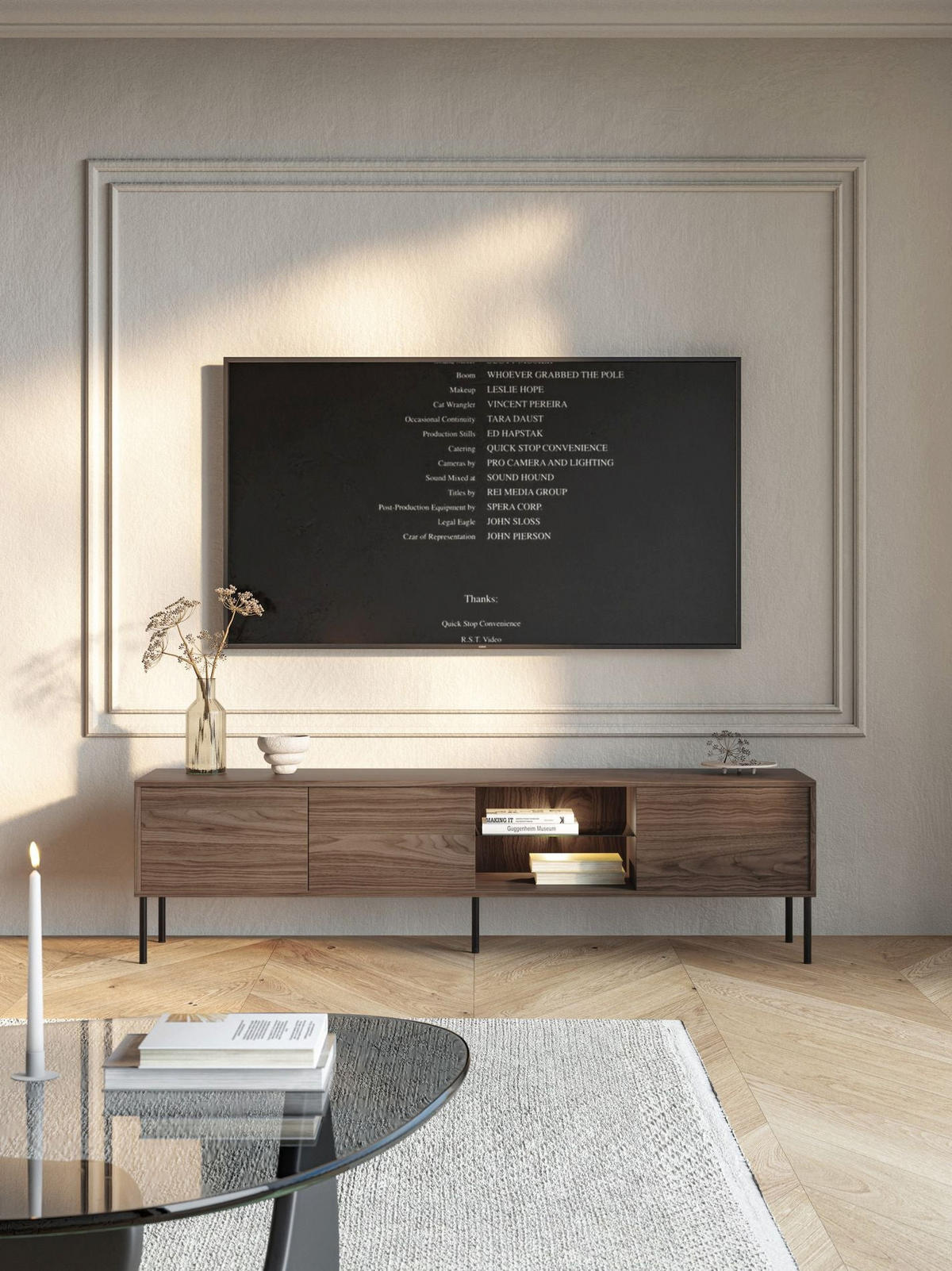 TV-SCHRANK Modity Holzoptik Nussbaum 175/47/31 cm - Dunkelbraun/Schwarz, Holzwerkstoff/Metall (175/47.5/31.2cm) - Selsey