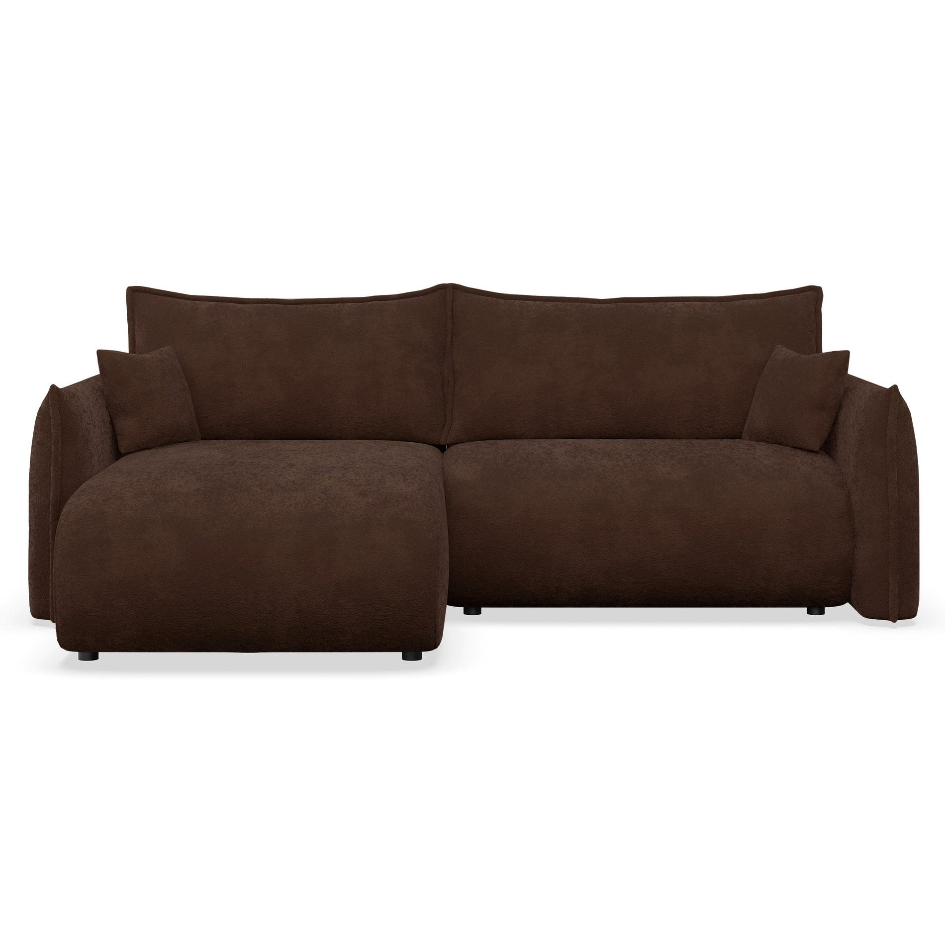 ECKSOFA Cushi Braun-Chenille - Schwarz/Braun, Kunststoff/Textil (252/183cm) - Selsey