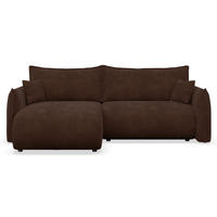 ROHOVÁ SEDAČKA Cushi, levý roh, hnědá žinylka - černá/hnědá, textil/plast (252/183cm) - Selsey