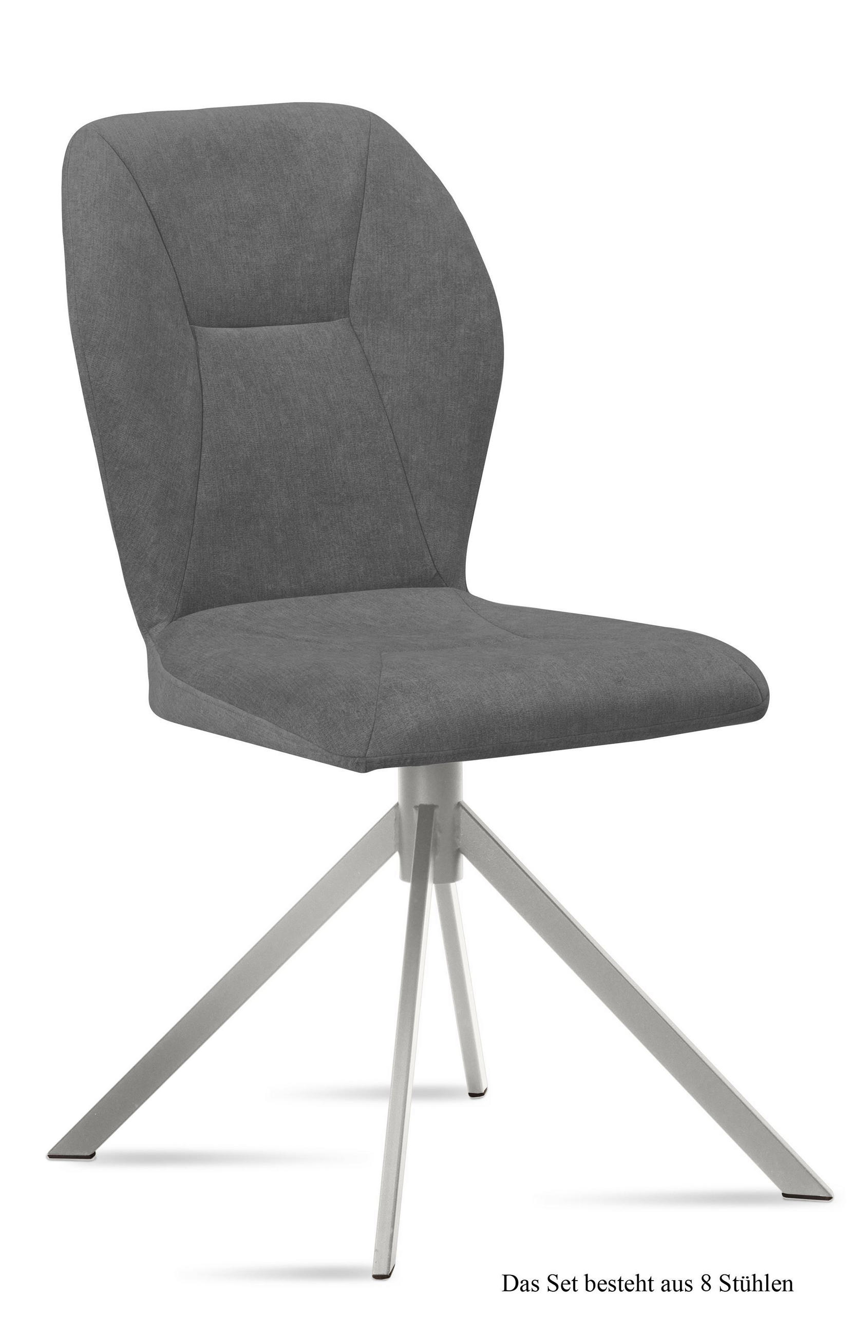 ESSZIMMERSTUHL (8er-Set) Dorthy 51x92x60 Edelstahl/Grau - Edelstahlfarben/Grau, Kunststoff (60/92/51cm) - 58aufmkessel