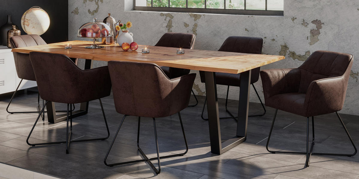 ESSTISCH DORA V - Beige/Schwarz, Holz/Metall (100/240/77cm) - SAM