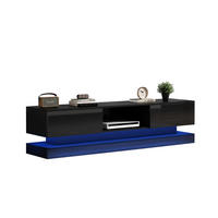 TV-LOWBOARD in Schwarz Hochglanz mit LED und 2 Schubladen 160/35/40.5 cm - Schwarz, Holzwerkstoff (160/40.5/35cm) - Redom