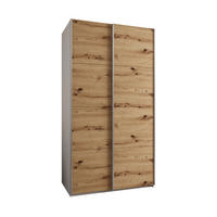 SCHWEBETÜRENSCHRANK 245,5/140/64 2-türig - Silberfarben/Eiche Artisan, Holz/Metall (140/245/64cm) - Abiks Möbel