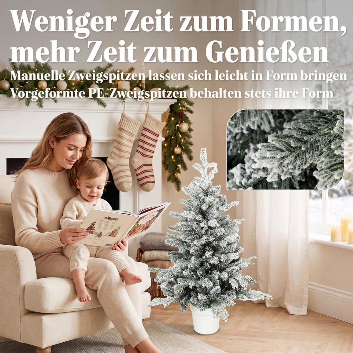 WEIHNACHTSBAUM Kunststoff Stahl Weiß - Weiß, Kunststoff (90cm) - HOMCOM
