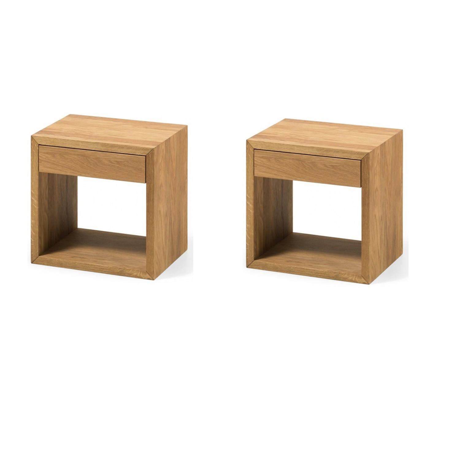 NACHTTISCH Hugo 2er Set, Eiche, 30/39/39 cm - Beige, Holz (39/39/30cm) - WOODEK