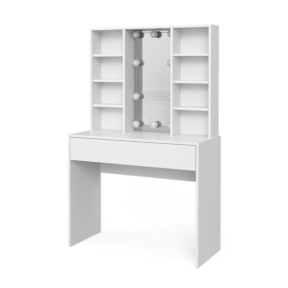 SCHMINKTISCH Alexa Weiß 93 cm mit LED Beleuchtung - Weiß, Holzwerkstoff (93/147/40cm) - Vicco