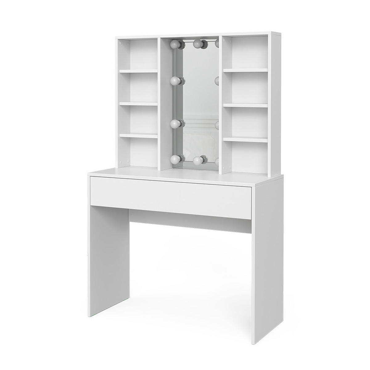 SCHMINKTISCH Alexa Weiß 93 cm mit LED Beleuchtung - Weiß, Holzwerkstoff (93/147/40cm) - Vicco
