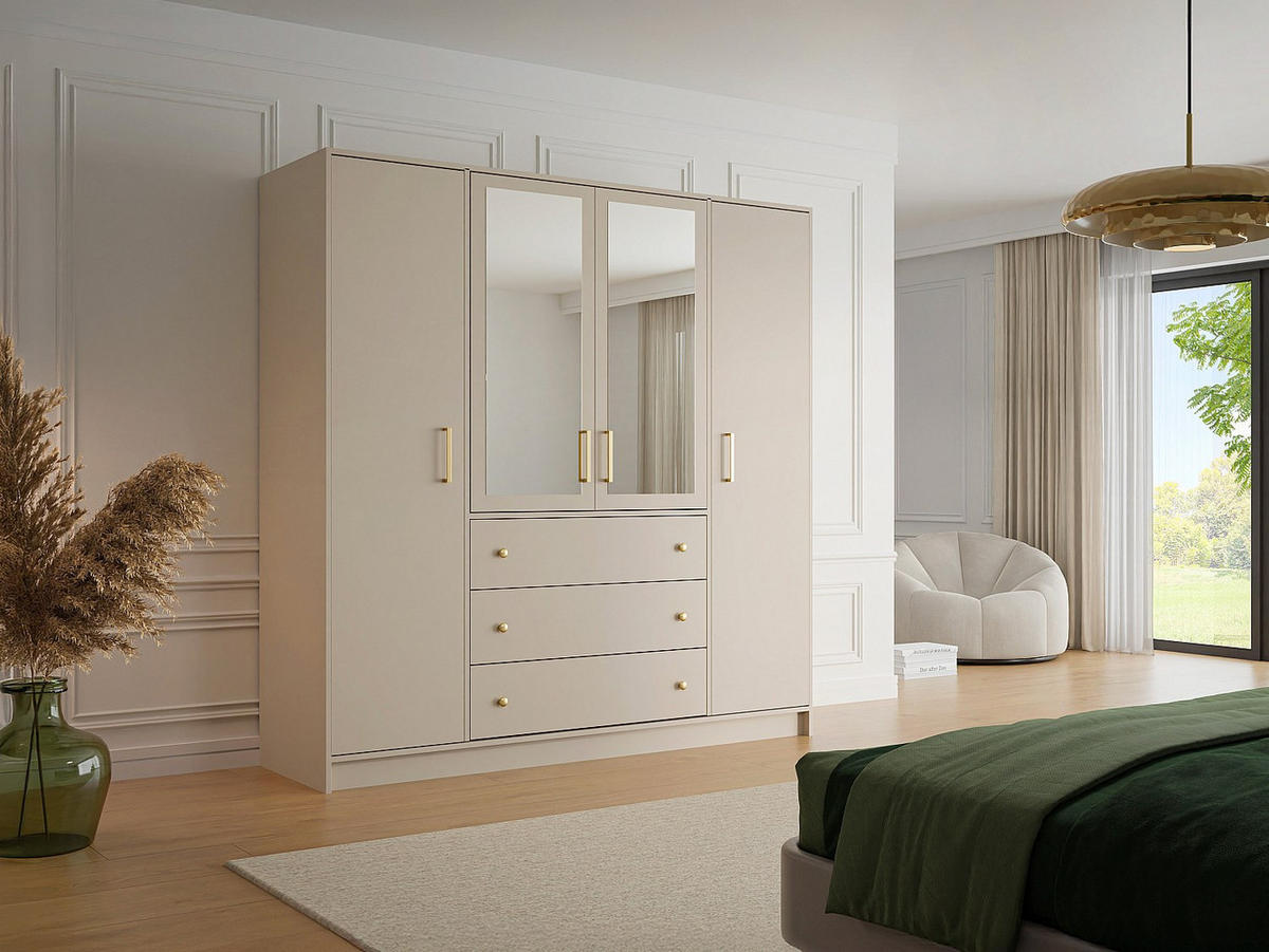 KLEIDERSCHRANK - 196 cm x 58 cm - holz - beige Lizandro - Beige, Holz (196/200/58cm) - Vente-Unique