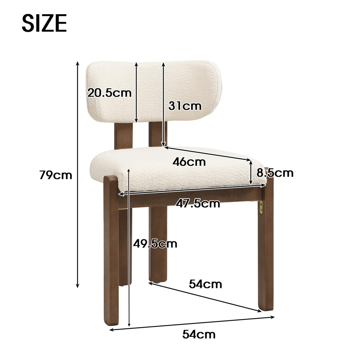ESSZIMMERSTUHL 2er-Set, Massivholz, Walnuss, Bouclé - Walnussfarben, Textil (54/79/54cm) - FLIEKS