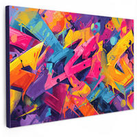 LEINWANDBILD Abstrakt - Formen - Farbenfroh Wohnzimmer Groß 120x80 cm - Magenta, Textil (120/80cm) - MuchoWow
