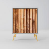 SIDEBOARD NATURAL WOOD, Grau, 57,5x42x75,5 cm, Goldfarbene Metallfüße - Goldfarben/Multicolor, Holzwerkstoff/Metall (57.5/75.5/42cm) - SpaceRebels
