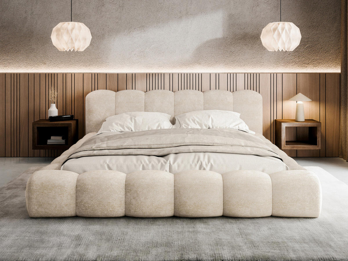 POLSTERBETT 160x200 ERMS Hellbeige - Ecru, Holzwerkstoff (160/200cm) - Compleo24