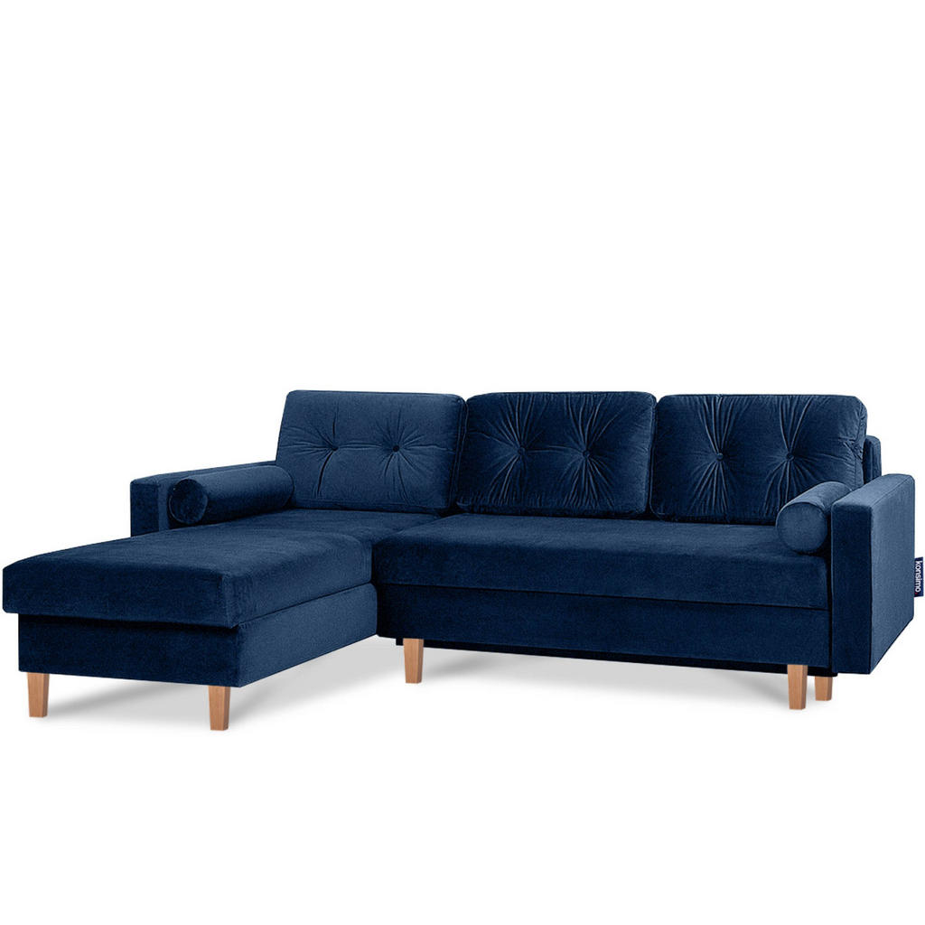 Thumbnail - Konsimo® Eckschlafsofa, Blau, Grün, Textil, L-Form,L-Form, 240x183 cm, Wohnzimmer, Sofas & Couches, Wohnlandschaften, Ec...