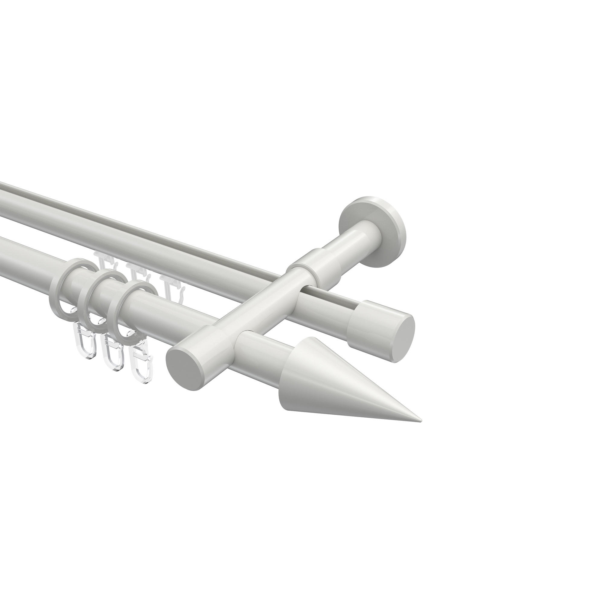 RUNDROHR-INNENLAUF-GARDINENSTANGEN-SET Prestige Savio 320 cm (geteilt in 2 x 160 cm), 2-läufig, 20 mm Ø Weiß - Weiß, Metall (320cm) - INTERDECO