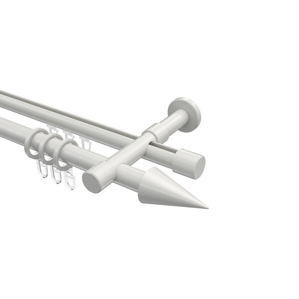 RUNDROHR-INNENLAUF-GARDINENSTANGEN-SET Prestige Savio 320 cm (geteilt in 2 x 160 cm), 2-läufig, 20 mm Ø Weiß - Weiß, Metall (320cm) - INTERDECO