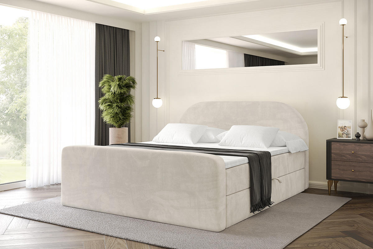 BOXBETT mit Matratze H4 und Lattenrost - NOX-Z - 160x200 - Beige Casablanca - Beige, Holzwerkstoff (160/200cm) - ALTDECOR
