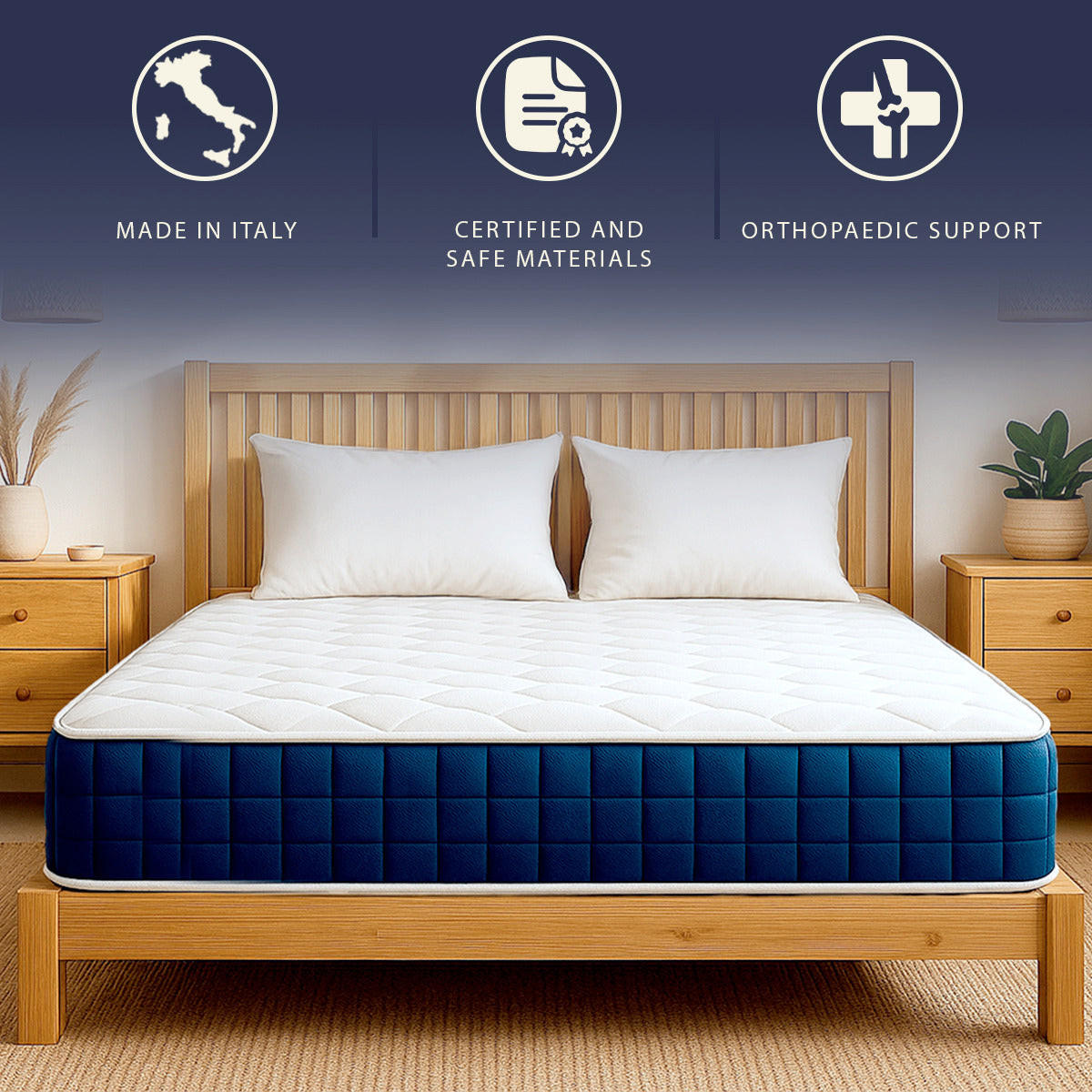 MATRATZE 120x200 cm, Höhe 30 cm, mit Taschenfedern und Memory Foam | Antibakteriell und Atmungsaktiv - Weiß, Textil (120/200cm) - The White Stone