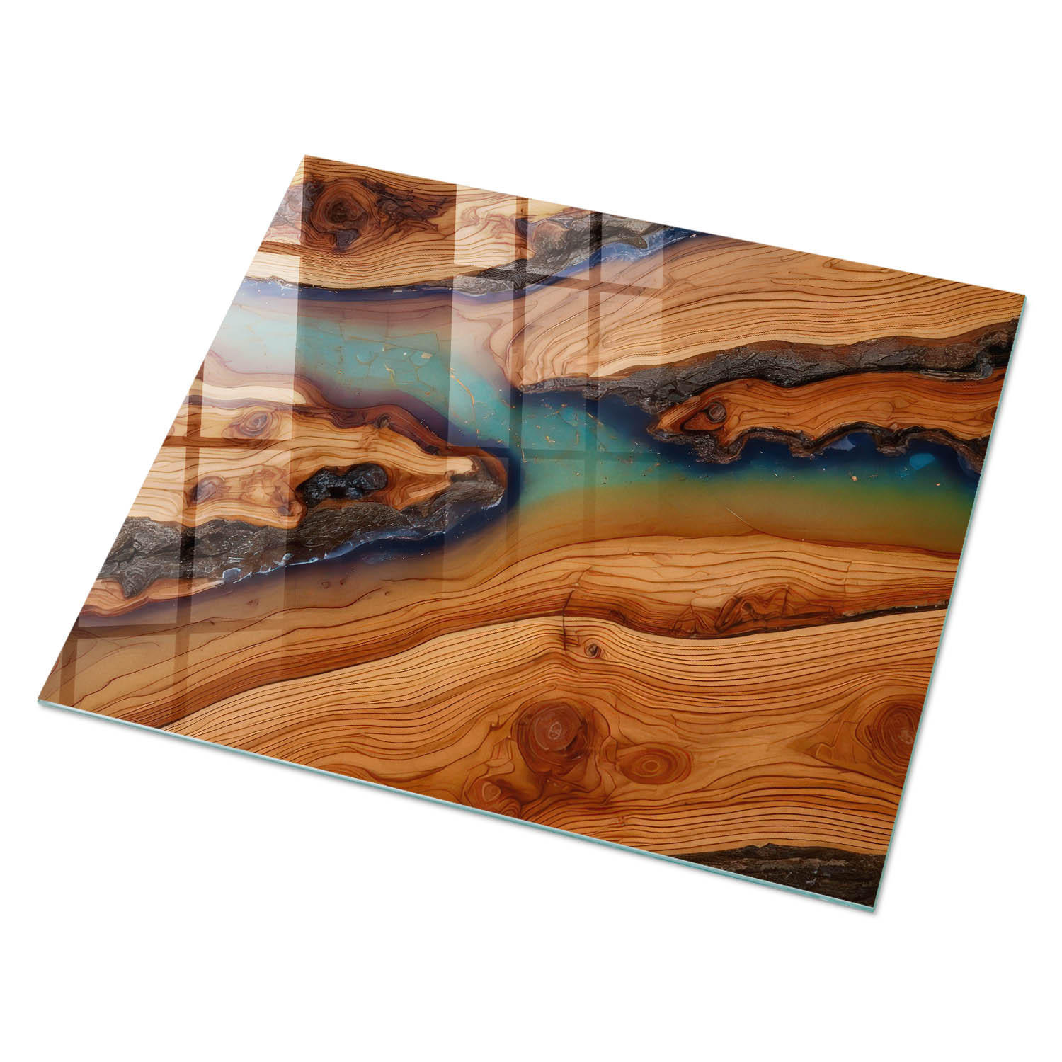 GLASPLATTE 80x60 cm – Holzwellen - Braun, Glas (0.4/80/60cm) - ArtPrintCave