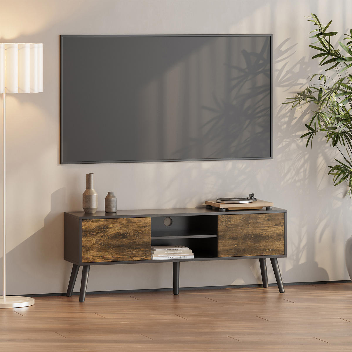 LOWBOARD Eskilstuna - Braun, Holz/Holzwerkstoff (120/46.5/29.5cm) - [en.casa]