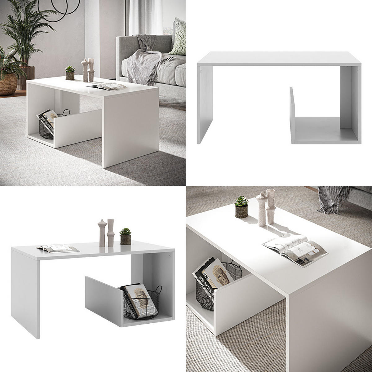 COUCHTISCH Lonar Weiß 80 x 46.6 cm - Weiß, Holzwerkstoff (46.6/80/40cm) - Vicco