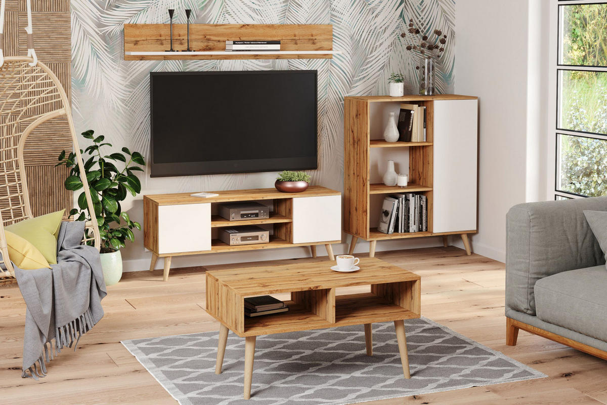 LOWBOARD Focus - Eichefarben/Weiß, Holzwerkstoff (40/50/155cm) - RAUMHIRSCH FURNITURE
