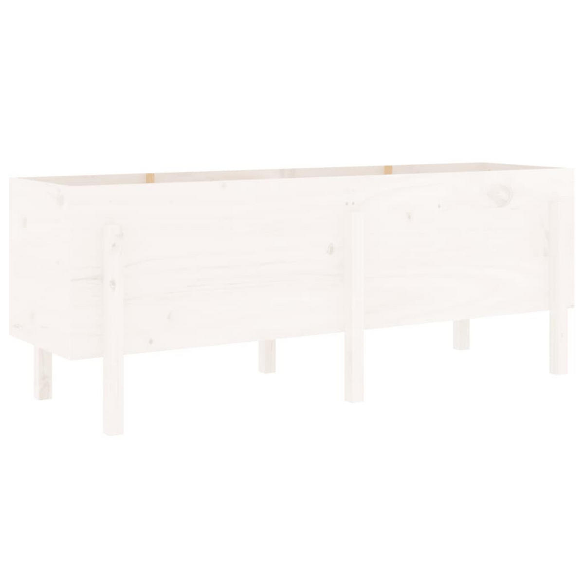HOCHBEET Weiß 160x50x57 cm Massivholz Kiefer - Weiß, Holz (50/57/160cm) - furnicato
