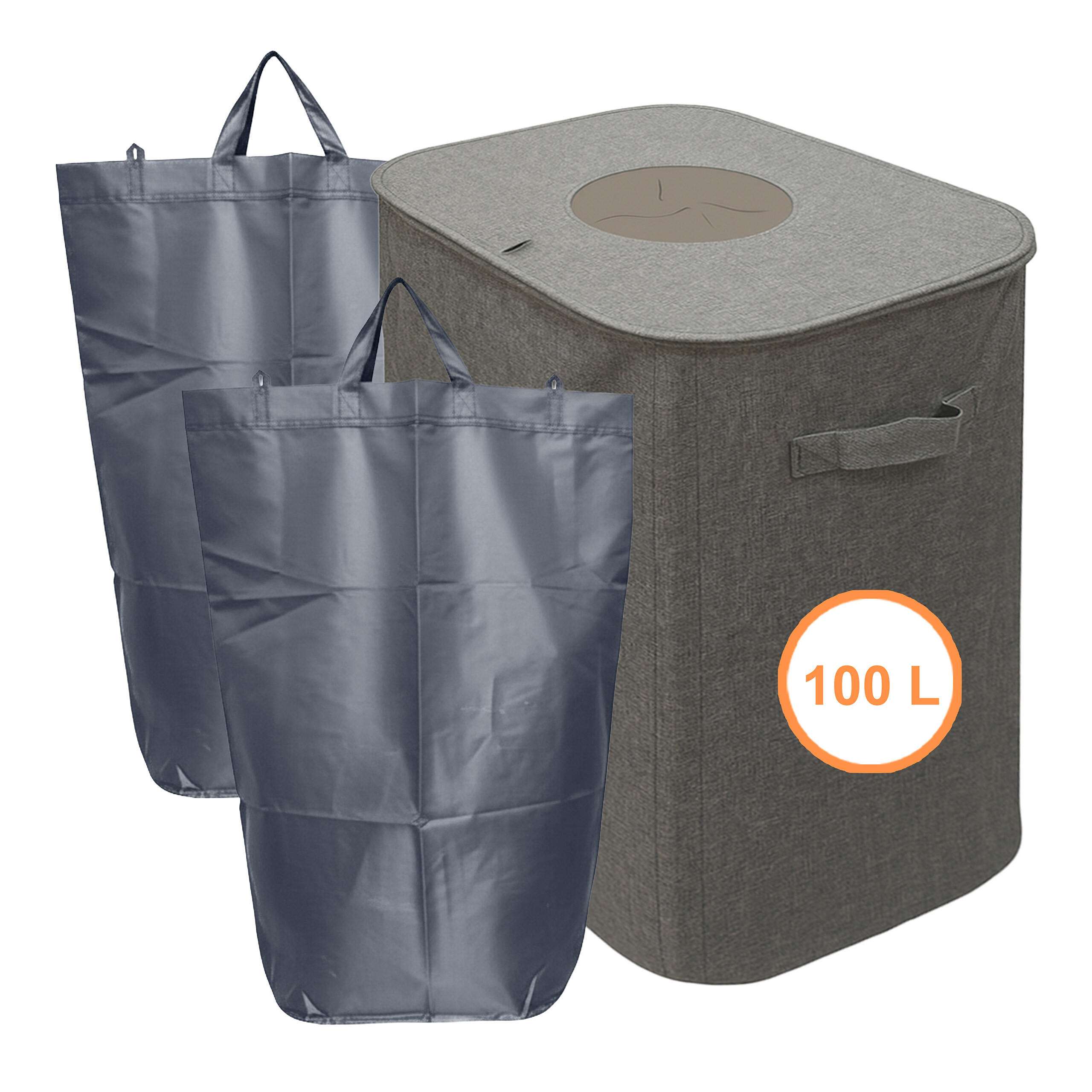 PFANDFLASCHEN-SAMMELBEHÄLTER - Grau, Kunststoff/Textil (43/70/33cm) - Relaxdays