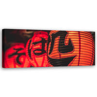 WANDBILD asiatische laternen - Pink, Textil (90/30cm) - Feeby