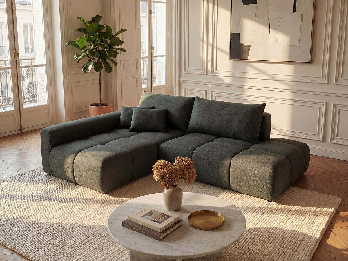SCHLAFSOFA - 5 Personen - stoff - tannengrün Minturno - Waldgrün, Textil (282/88/176cm) - Vente-Unique