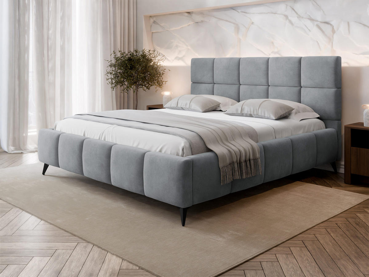 POLSTERBETT Amber - Schwarz/Naturfarben, Holzwerkstoff/Textil (160/200cm) - MIRJAN24
