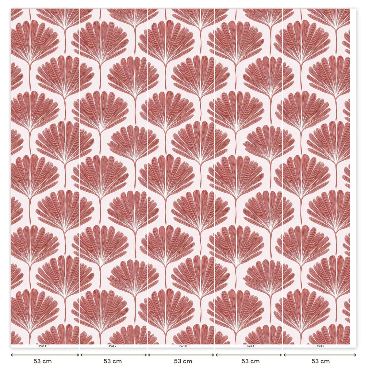 TAPETE - Fächer - Motiv - Terra - 260x240 cm - Rotbraun, Papier (260/240cm) - OnlyWow