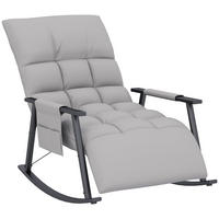 SCHAUKELSTUHL Sessel Relaxsessel mit Fußstütze, Schaukelsessel mit Seitentasche - Grau, Kunststoff (134/70/60cm) - HOMCOM