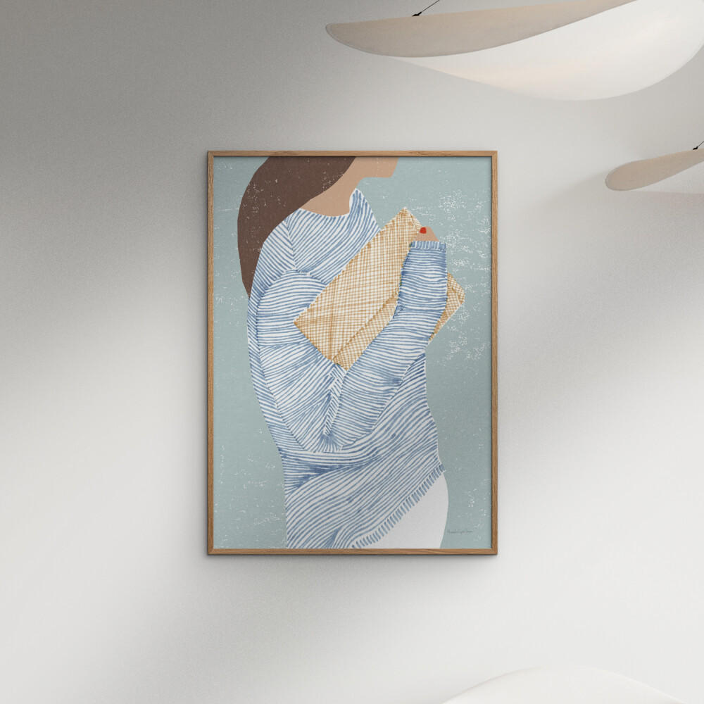 POSTER mit Rahmen Wild Apple - Striped I - Blau/Eichefarben, Holz/Papier (30/40cm) - Poster&Frame