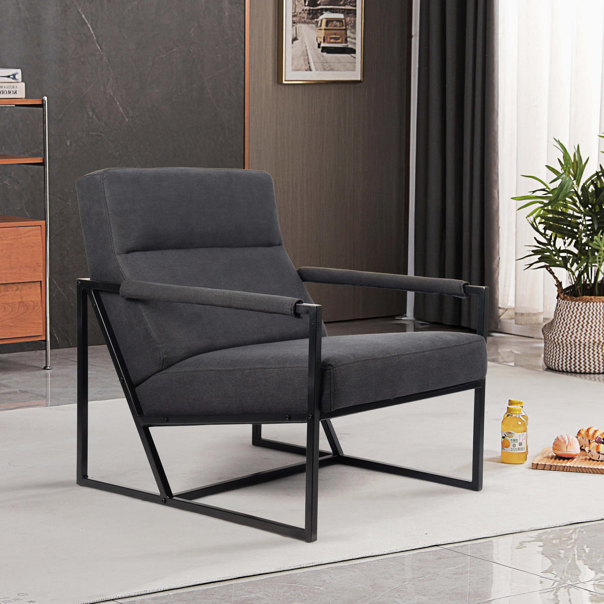 LOUNGESTUHL CHRIS - Anthrazit, Textil (66/77/82.5cm) - SVITA