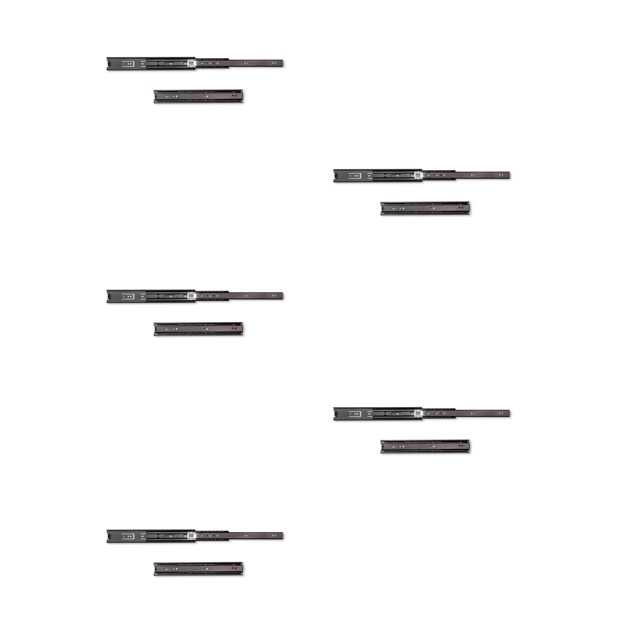 KUGELFÜHRUNGEN Höhe 45mm, Tiefe 300mm, Vollauszug, Schwarz 5er-set - Schwarz, Metall (1.27/5/30cm) - EMUCA