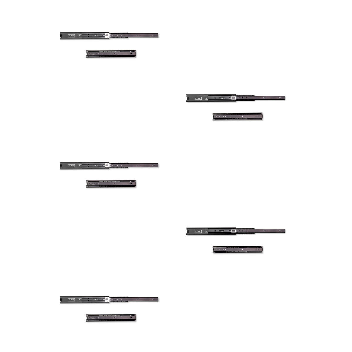KUGELFÜHRUNGEN Höhe 45mm, Tiefe 300mm, Vollauszug, Schwarz 5er-set - Schwarz, Metall (1.27/5/30cm) - EMUCA