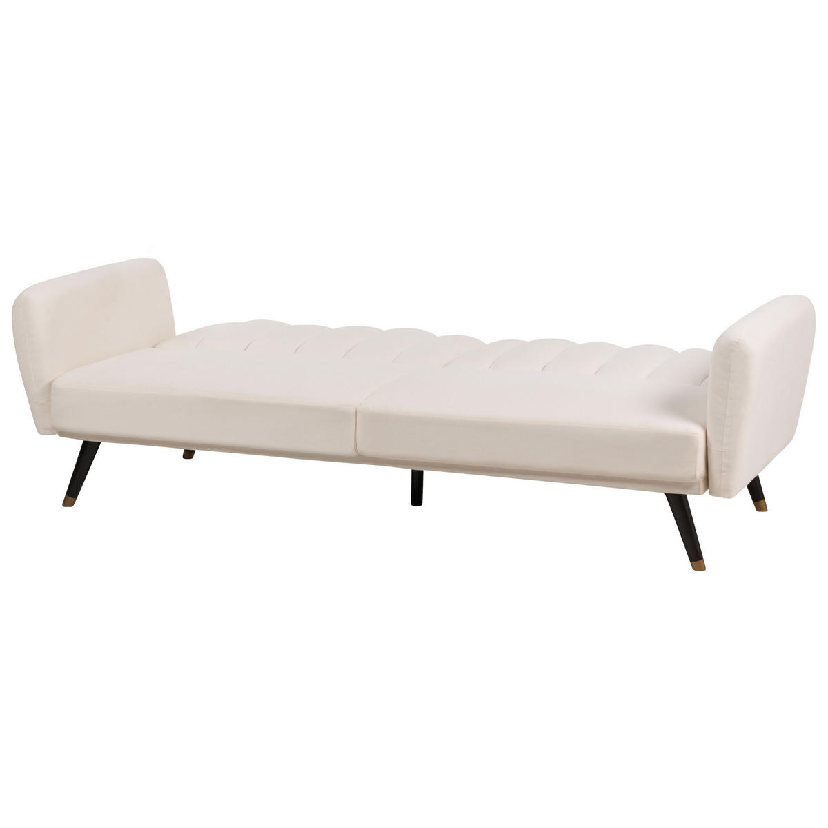 3-SITZER-SCHLAFSOFA Samtstoff hellbeige Vimmerby - Creme, Textil (212/90/80cm) - Beliani